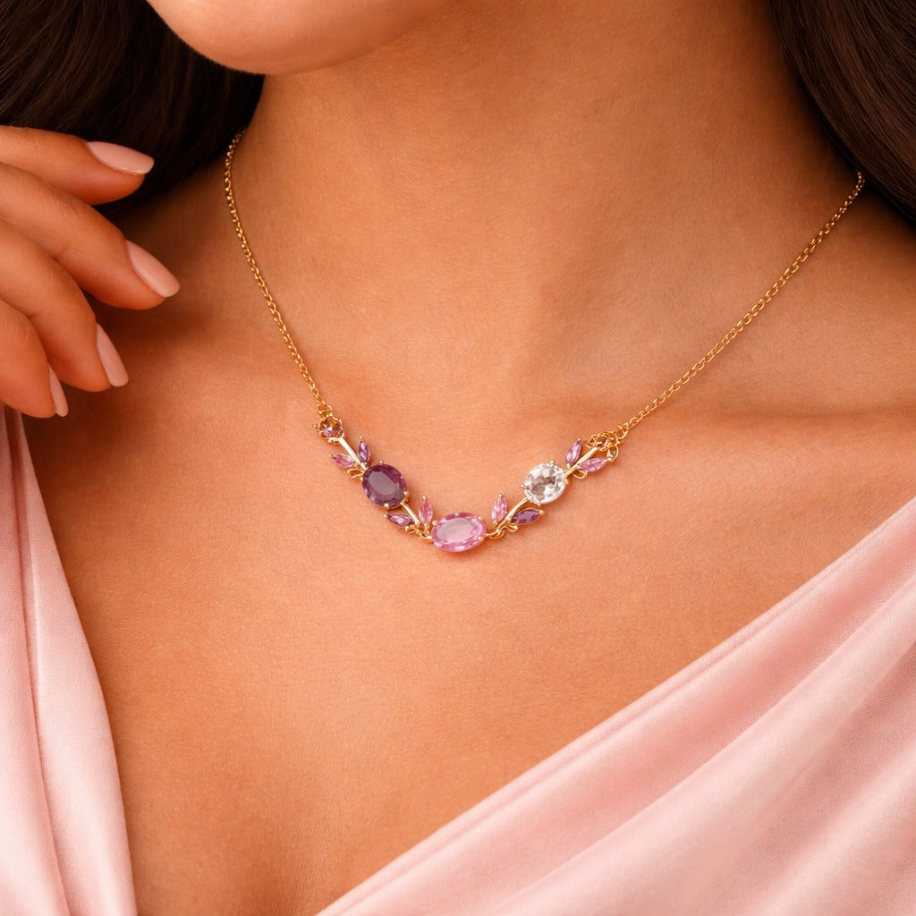 Tulip Blush Bloom Gemstone Necklace