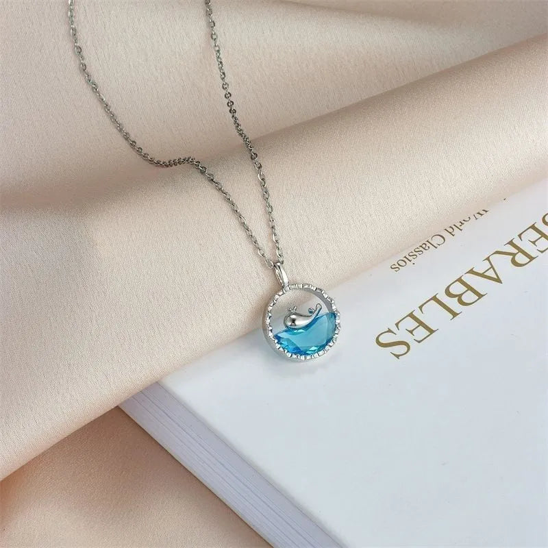 Azure swan crystal necklace