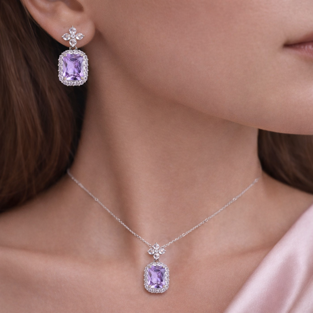 Trinity Sparkle Jewellery Set Lavender Purple