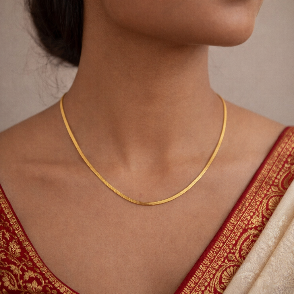 Stainless Steel Gold Snake Herringbone Necklace Chains