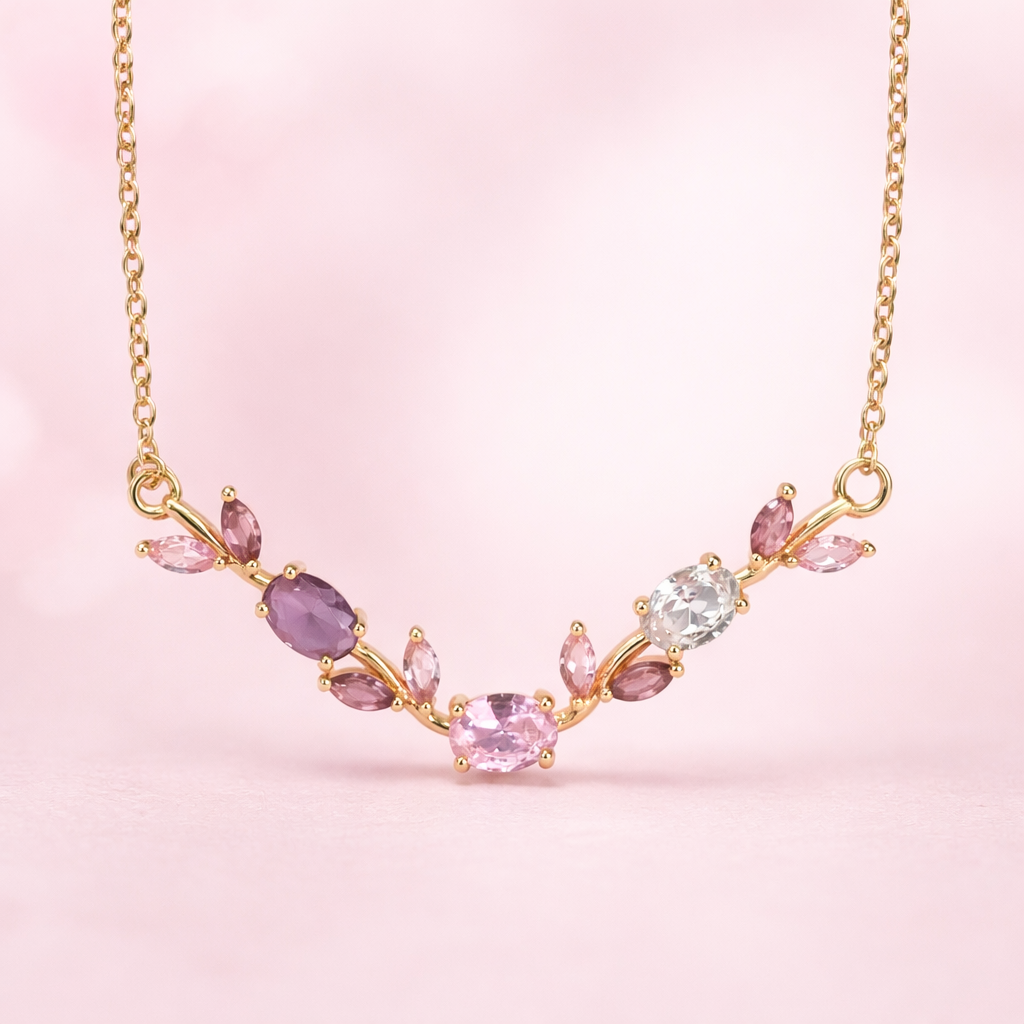 Tulip Blush Bloom Gemstone Necklace