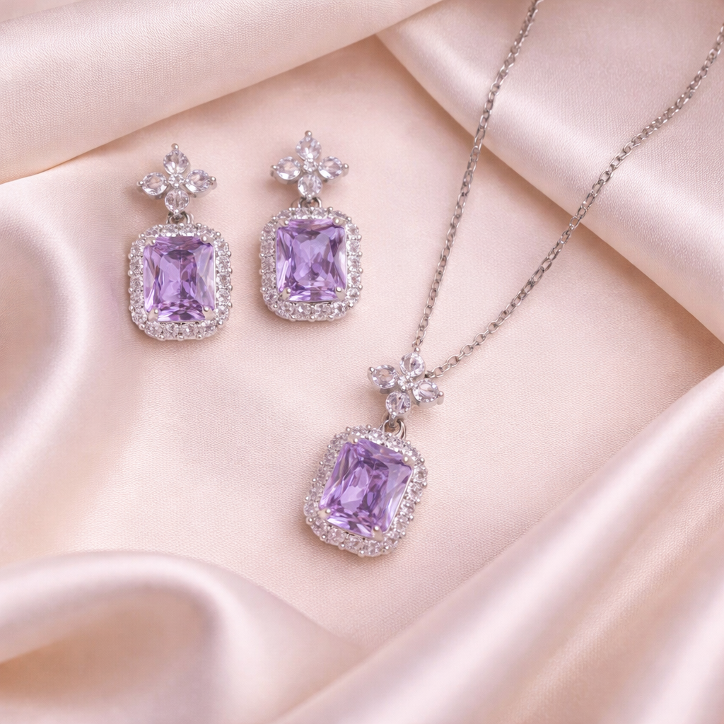Trinity Sparkle Jewellery Set Lavender Purple