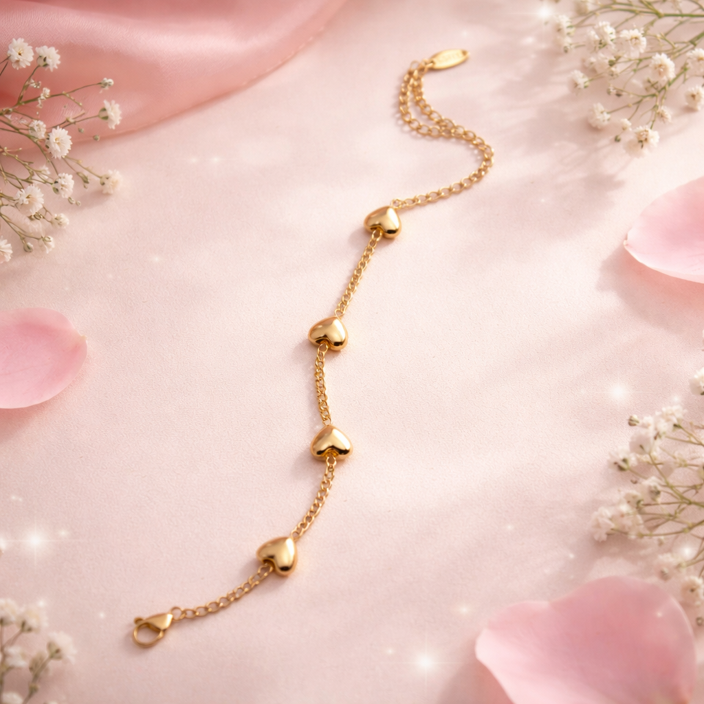 Multi heart gold bracelet
