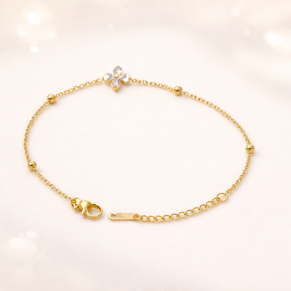Golden petal charm bracelet