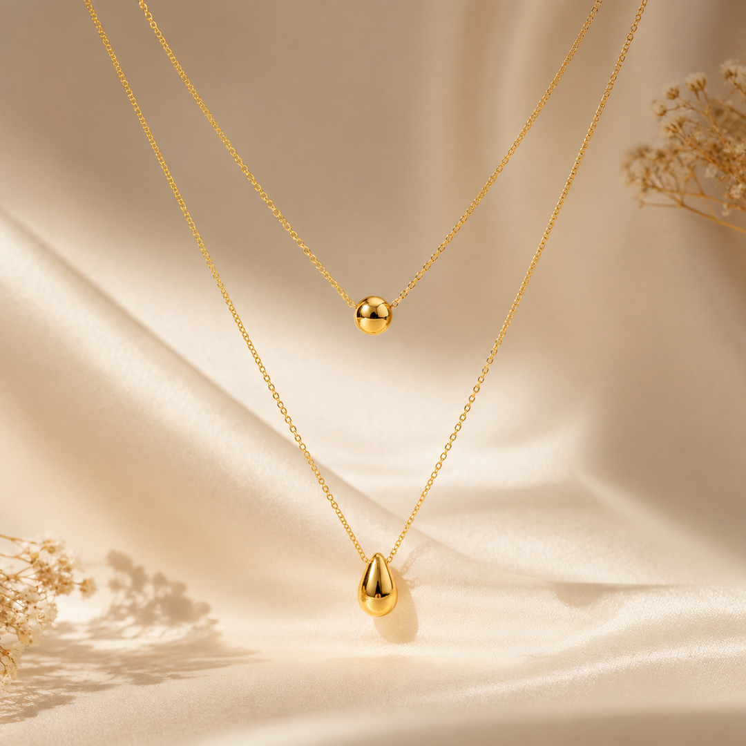 Aurora Duo Layered Gold Necklace