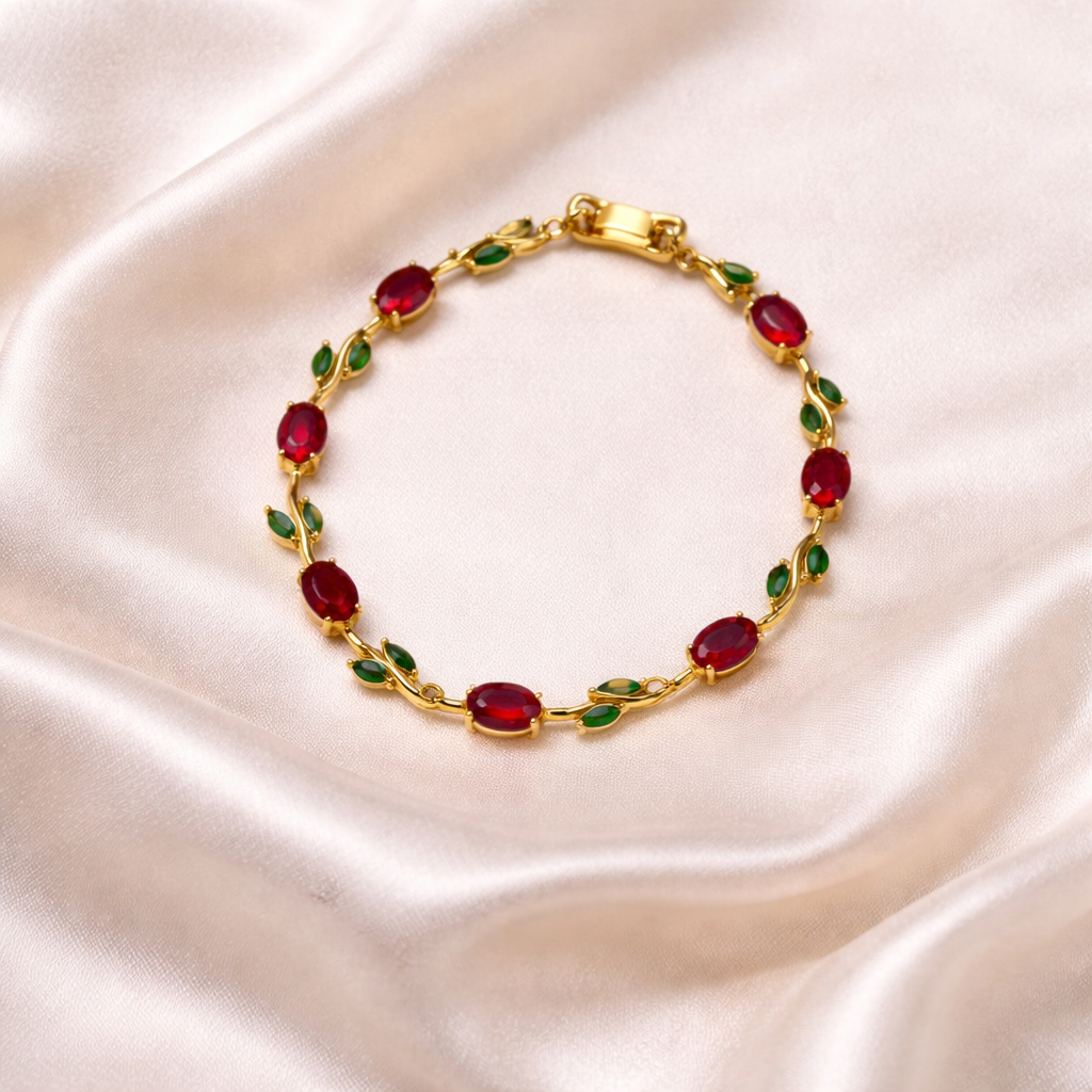 Crimson tulip garden bracelet