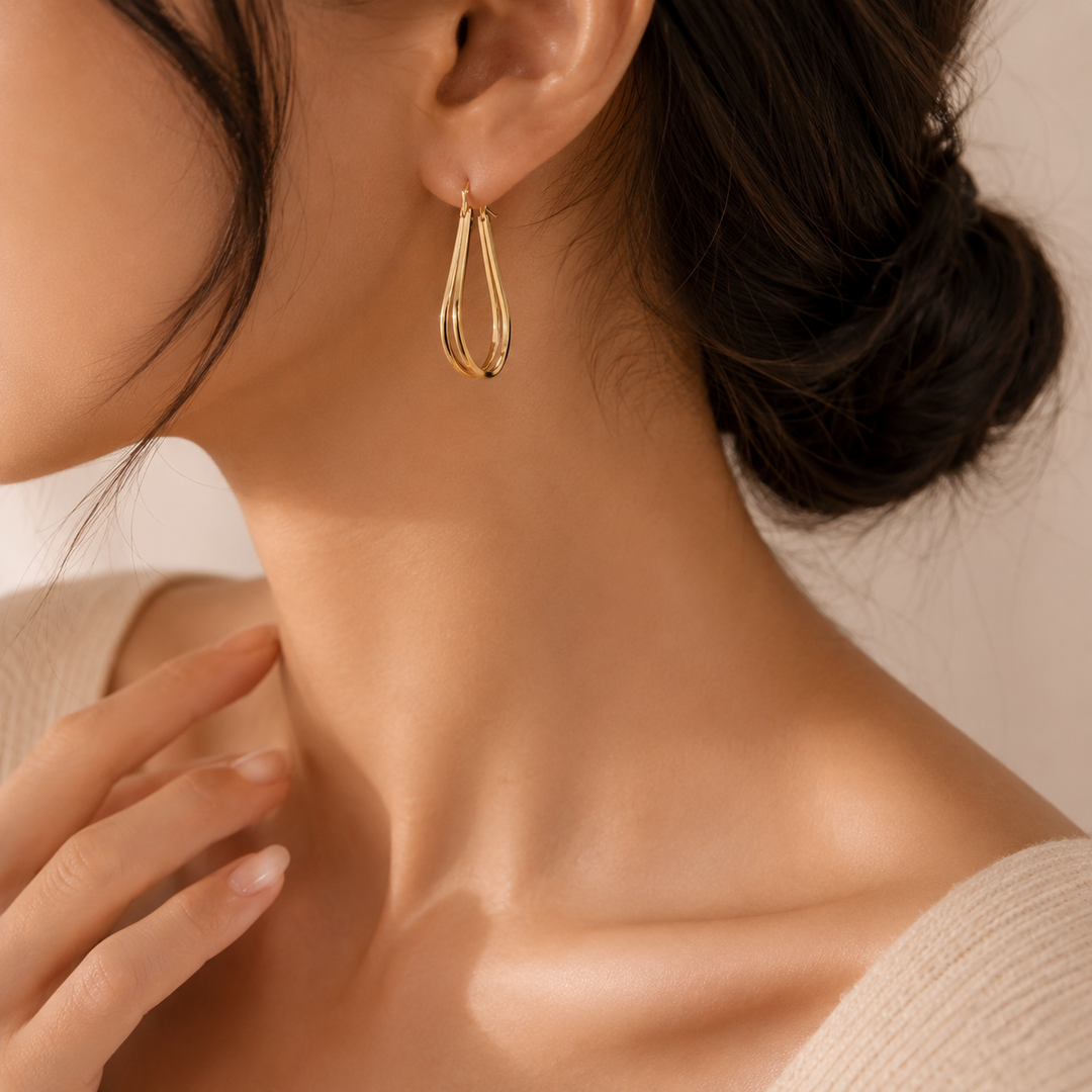 Aurora Teardrop Gold Hoop Earrings