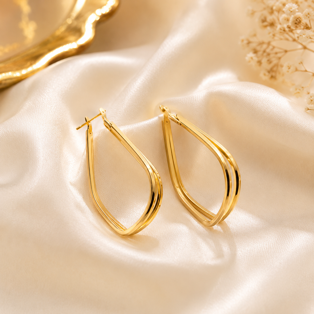 Aurora Teardrop Gold Hoop Earrings