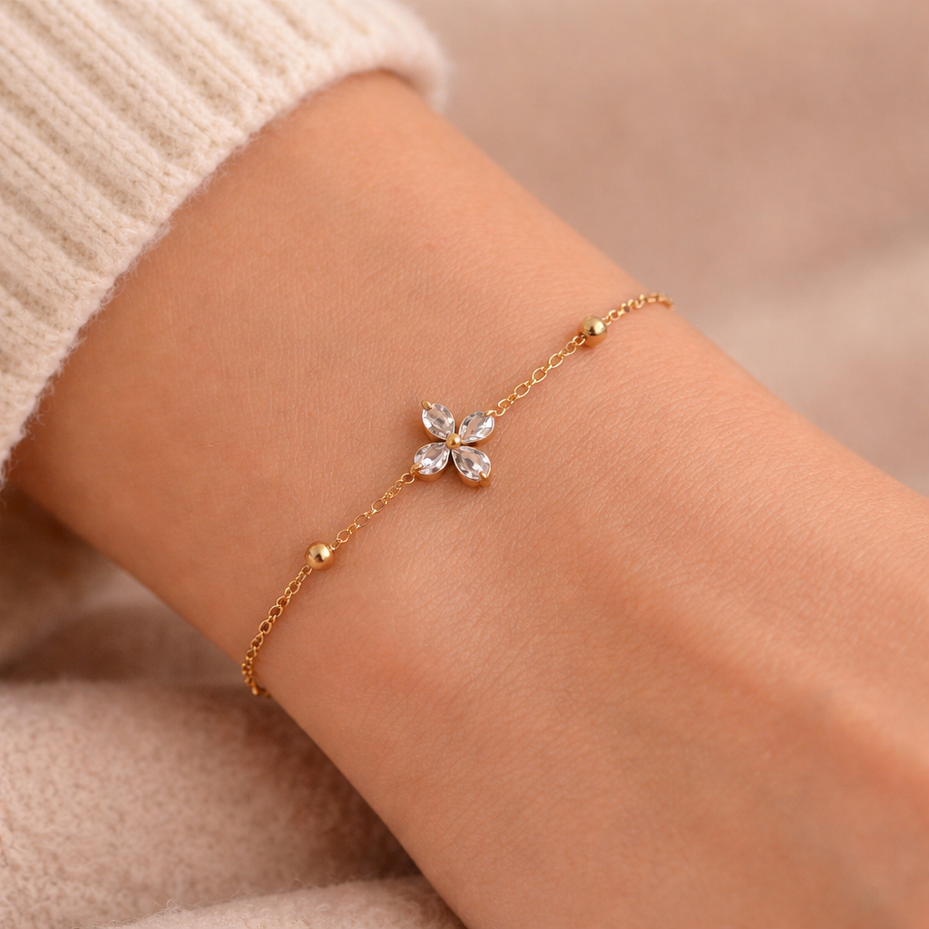 Golden Petal Charm Bracelet
