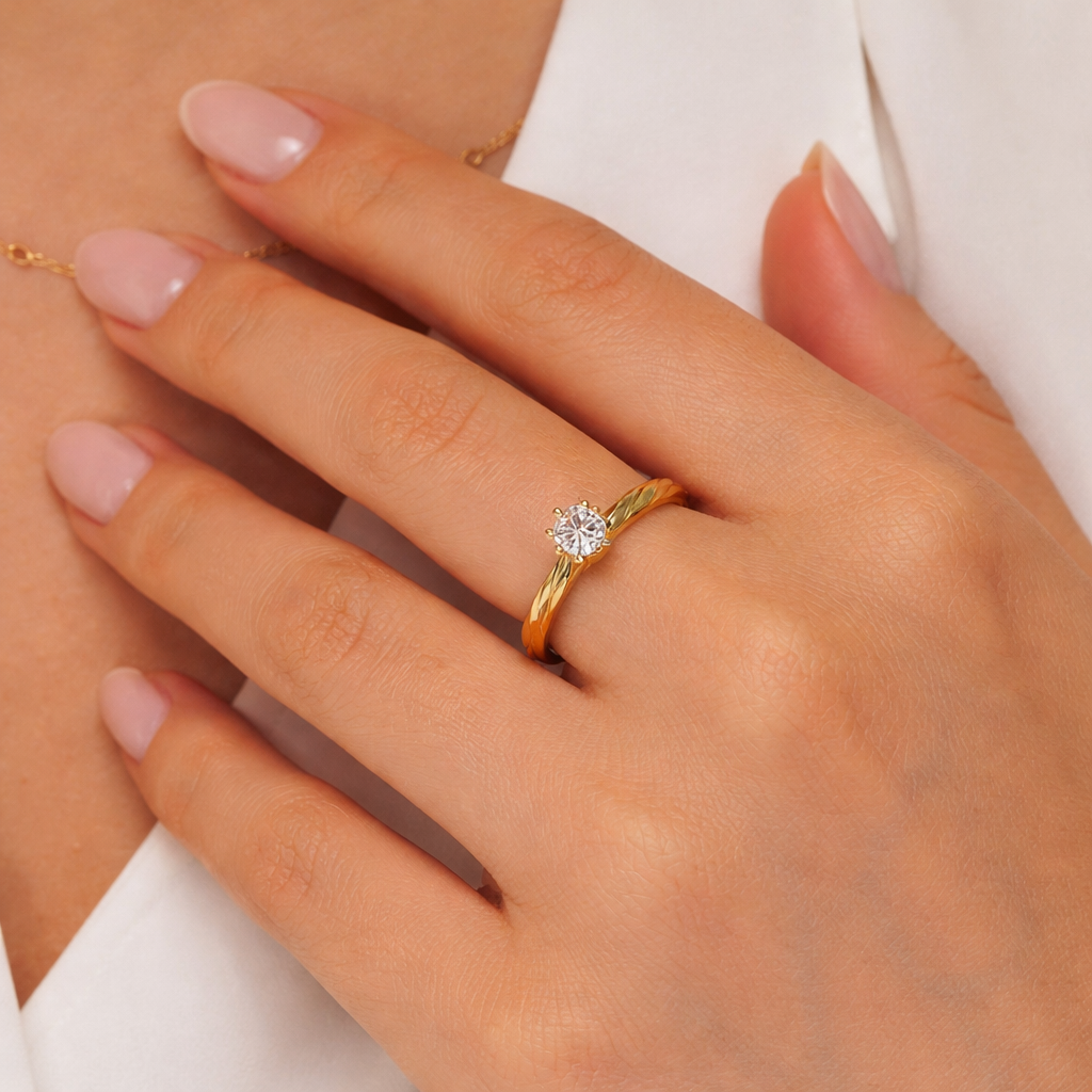 Minimalist Crystal Stone Promise Ring