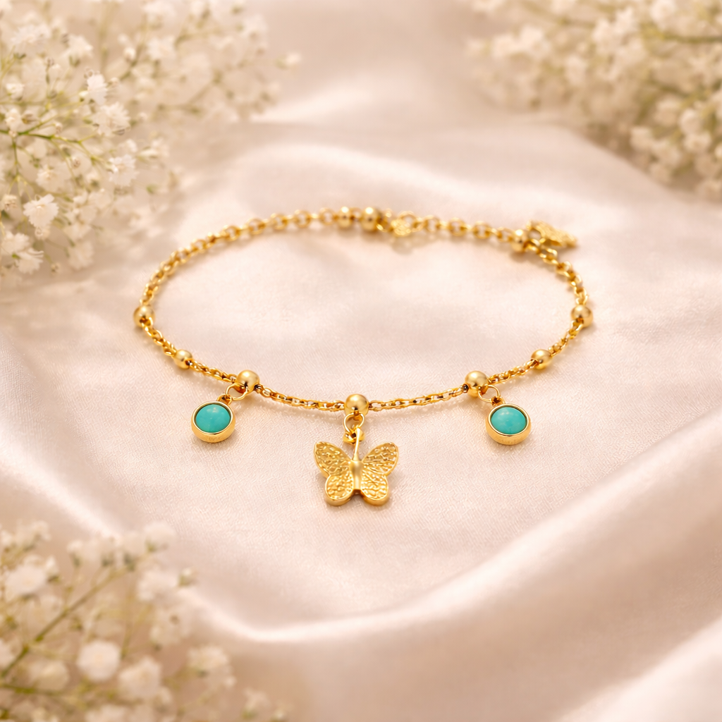Azure Butterfly Charm Bracelet