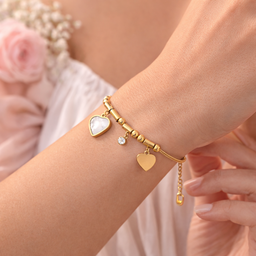 Golden Whisper Heart Bracelet