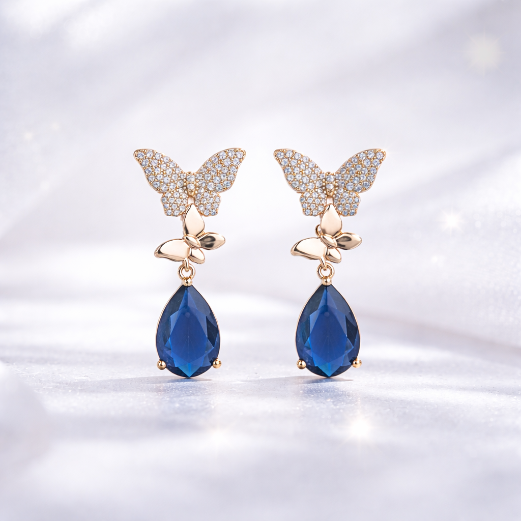 Sapphire Wing Elegance Earrings