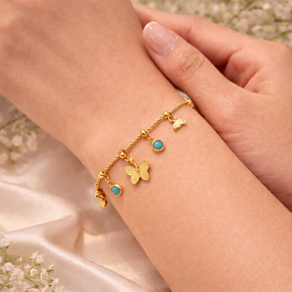 Azure Butterfly Charm Bracelet