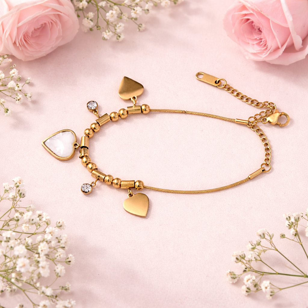 Golden whisper heart bracelet
