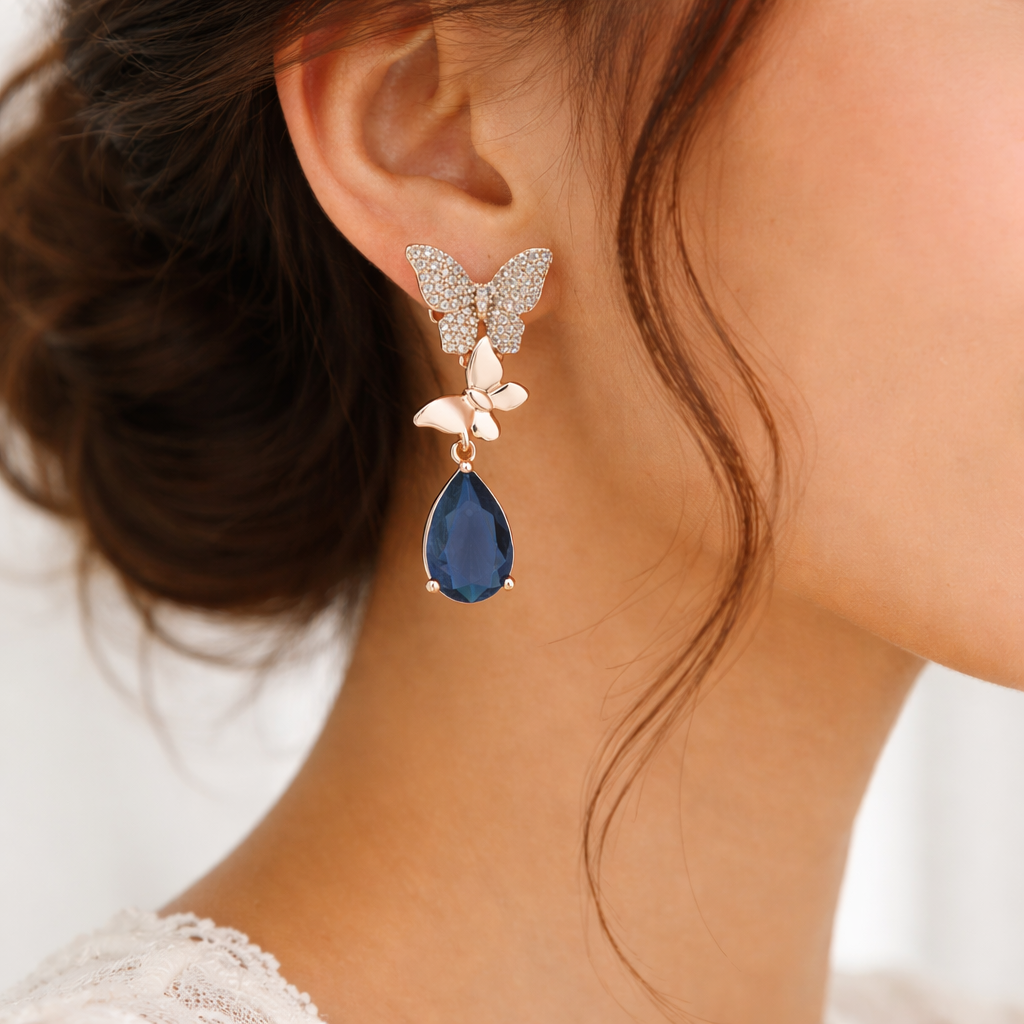 Sapphire wing elegance earrings