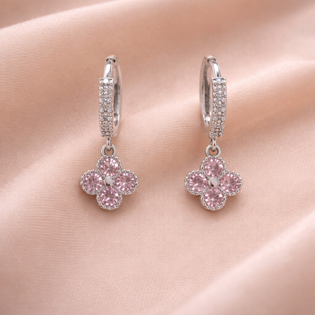 Crystal Flower Ear Cuff Earrings