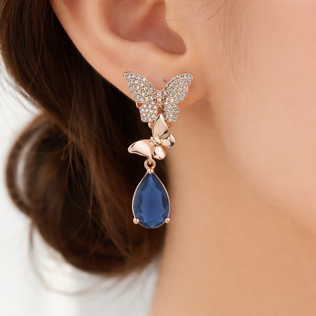 Sapphire Wing Elegance Earrings
