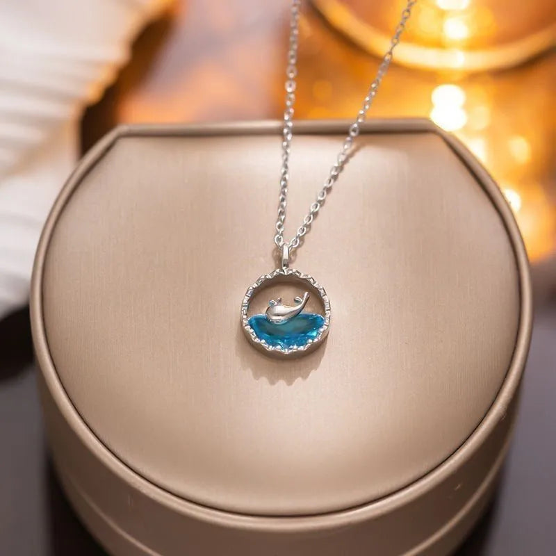 Azure Swan Crystal Necklace