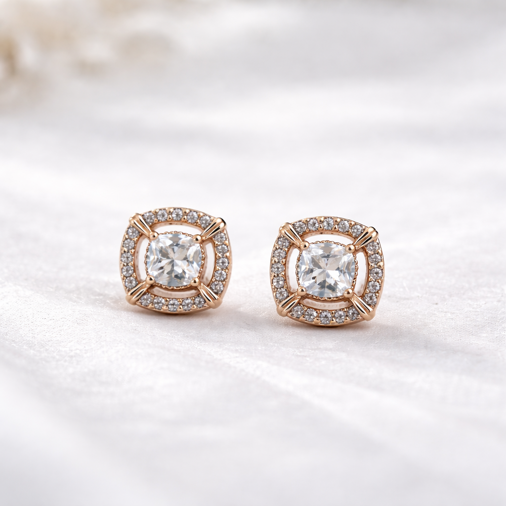 Crystal Aura Square Earrings