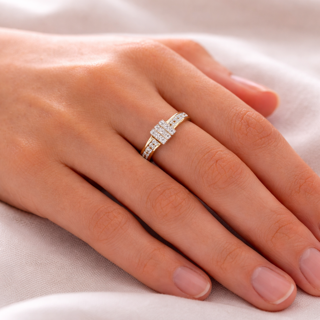 Elegant Triple Loop Crystal Ring