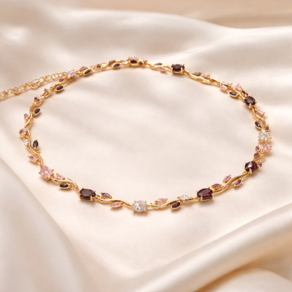 Golden Blush Tulip Vine Necklace