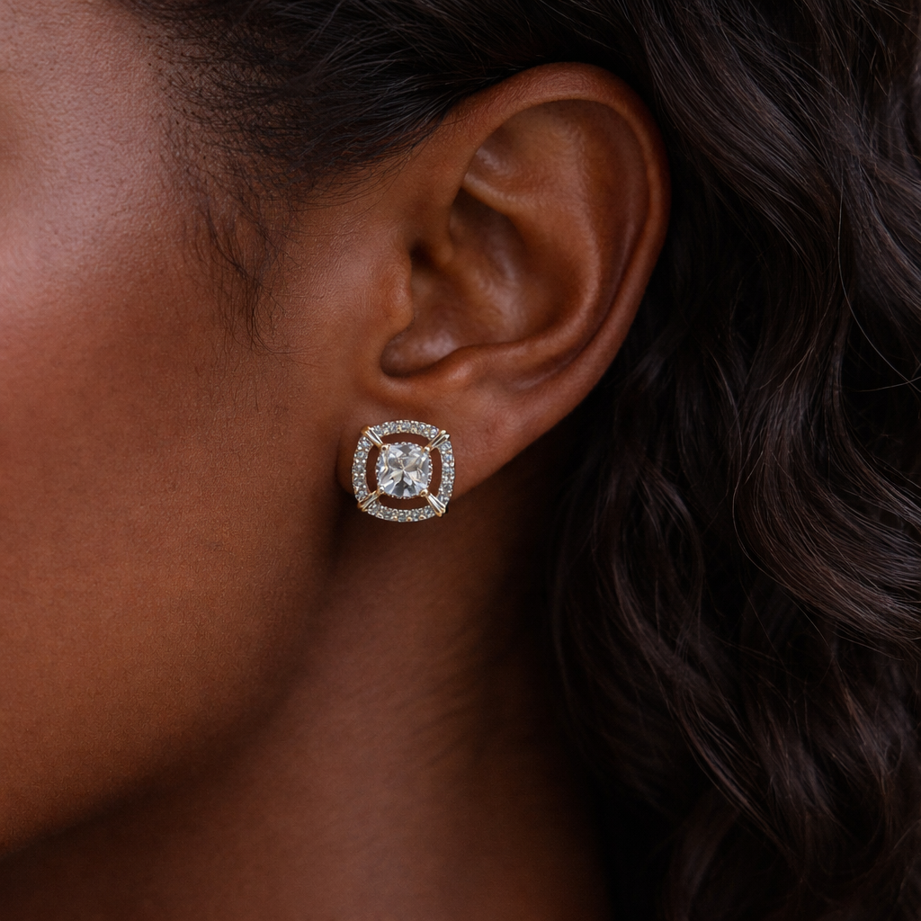 Crystal aura square earrings