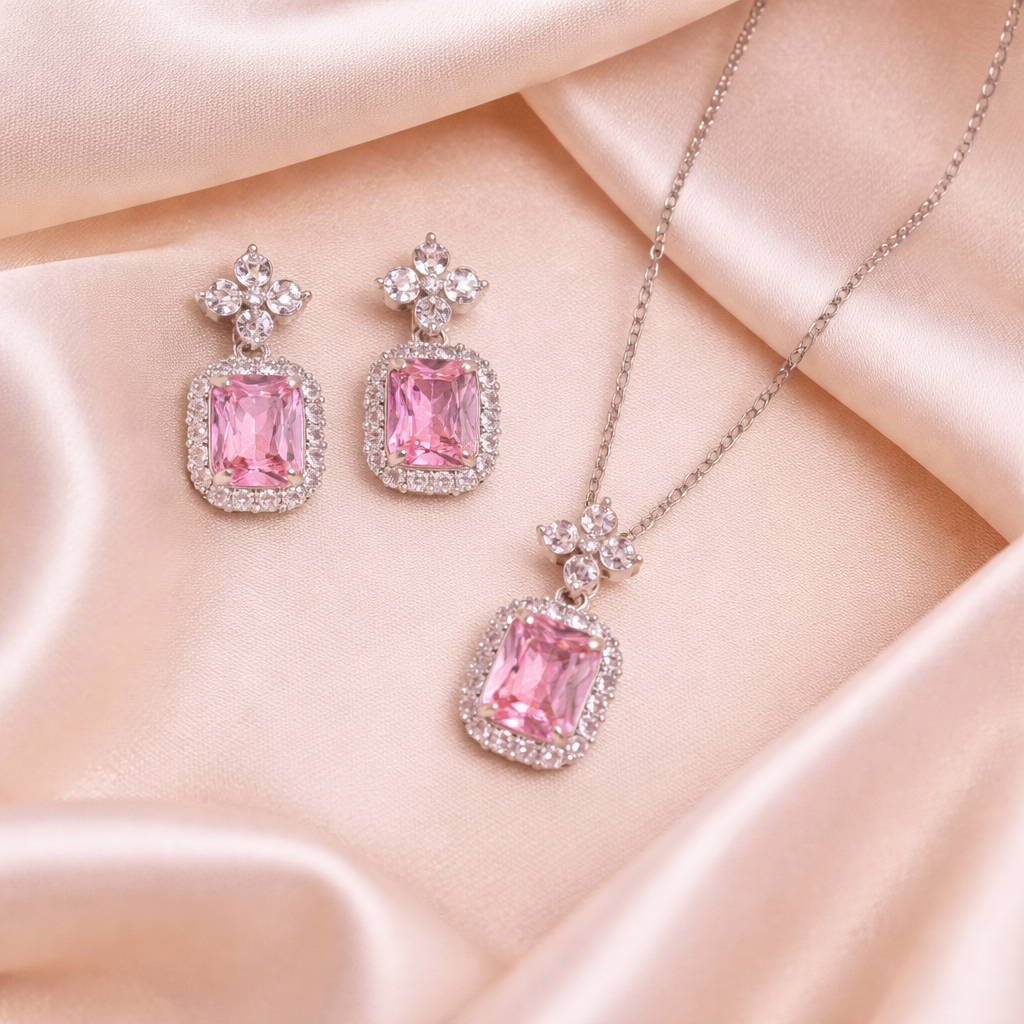Trinity Sparkle Jewellery Set Blush Pink