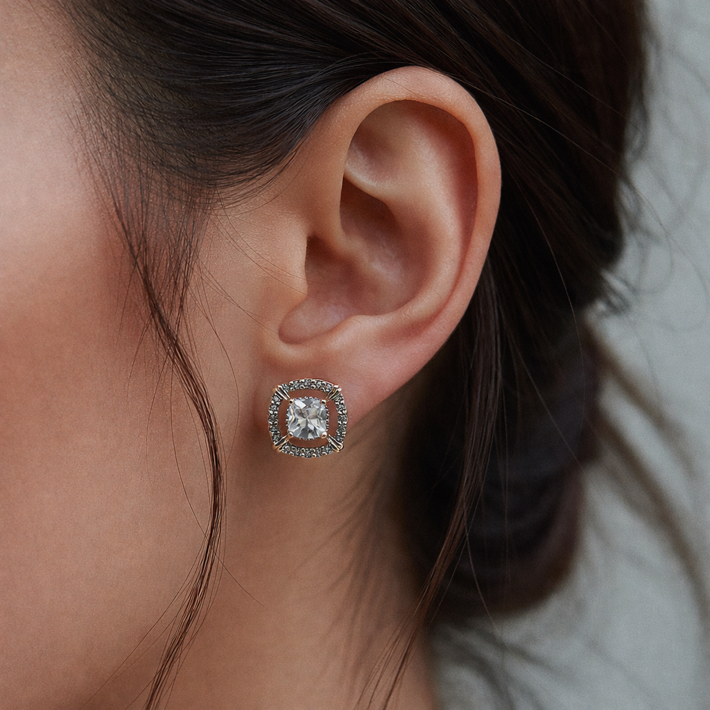 Crystal Aura Square Earrings