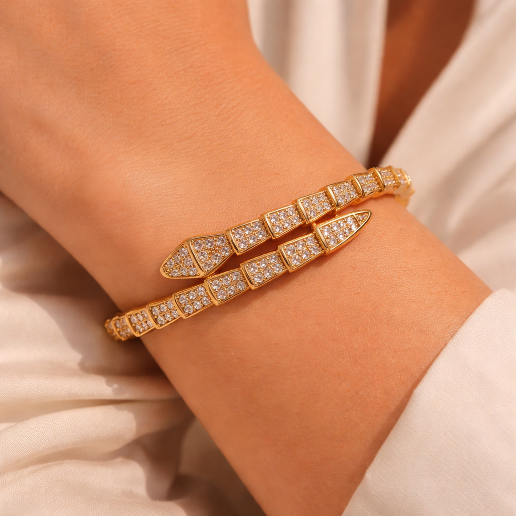 Serpent style crystal  bracelet