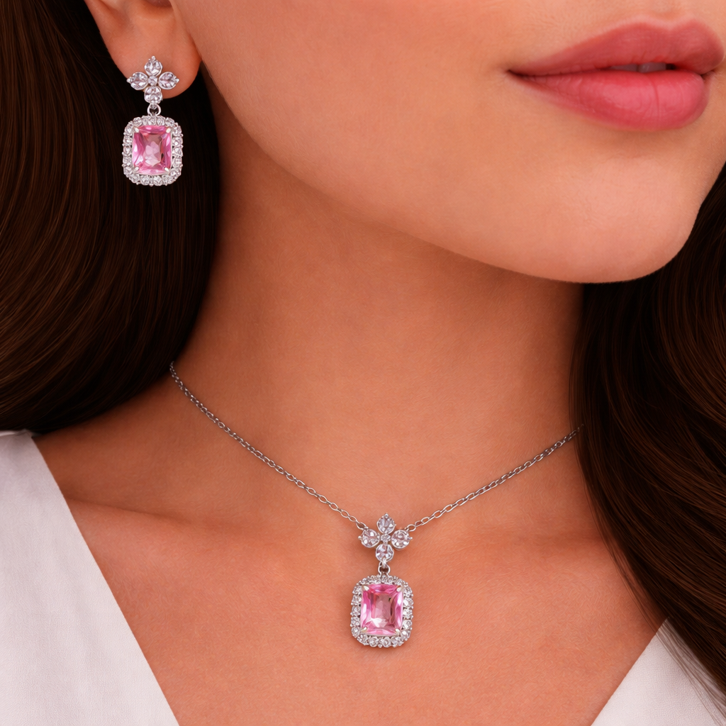 Trinity Sparkle Jewellery Set Blush Pink