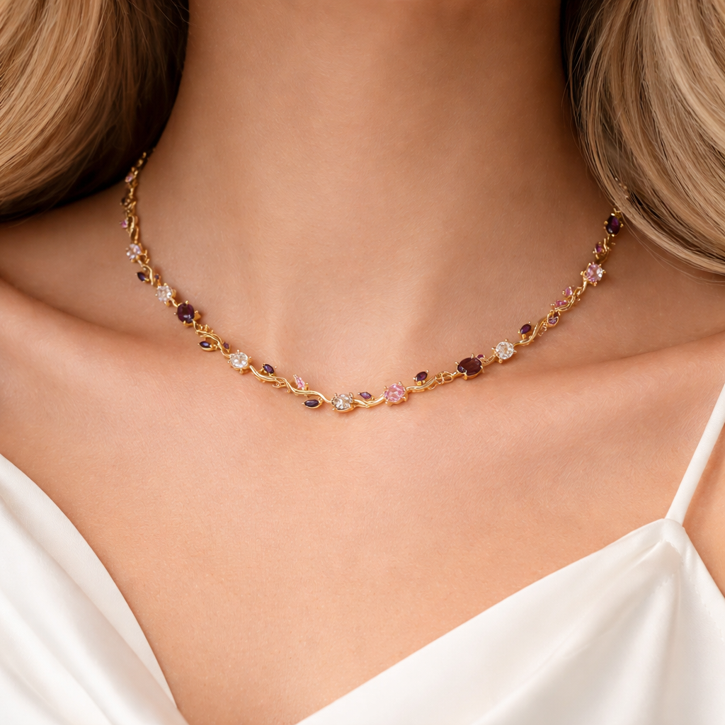 Golden Blush Tulip Vine Necklace