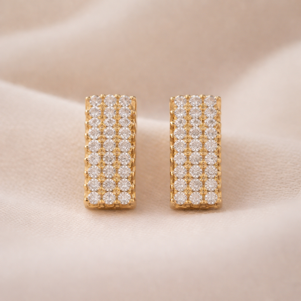 Gold Plated Crystal Bar Stud Earrings