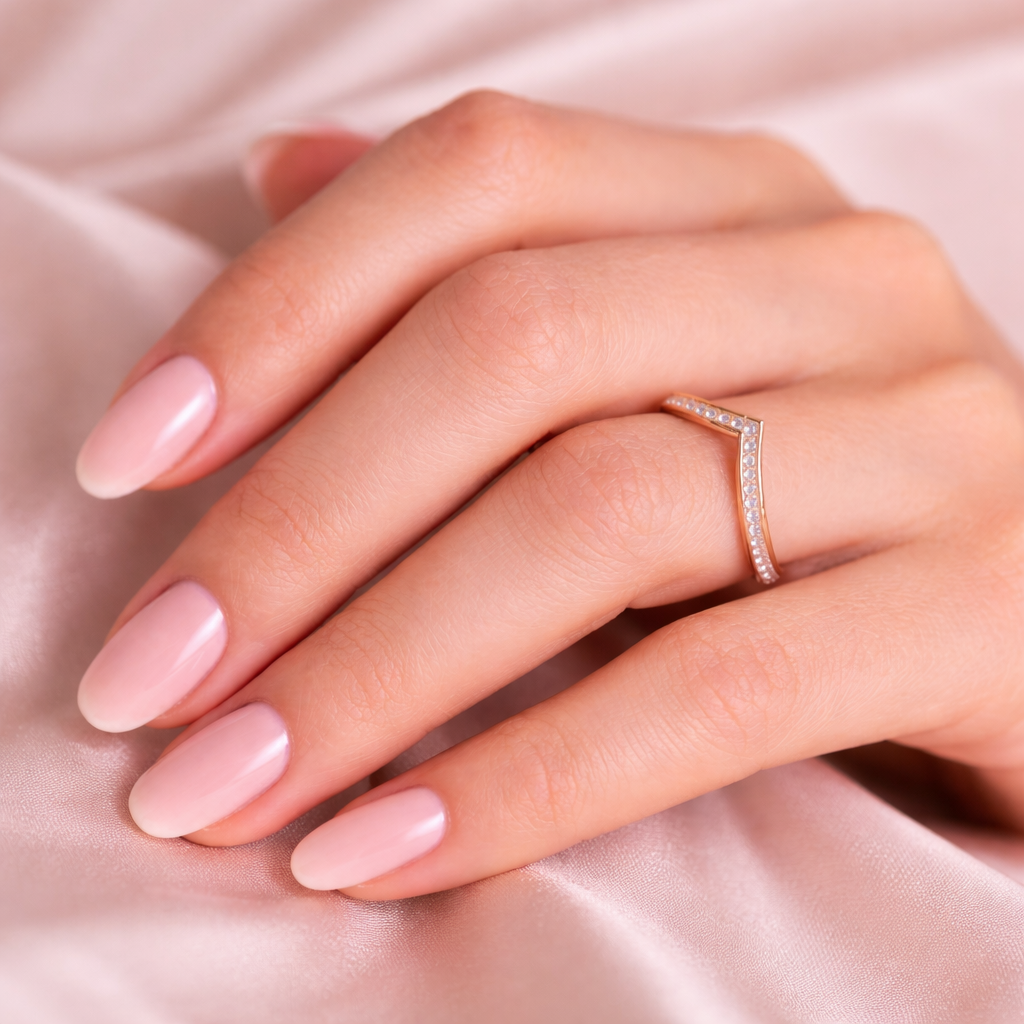 Minimalist Chevron Crystal Ring