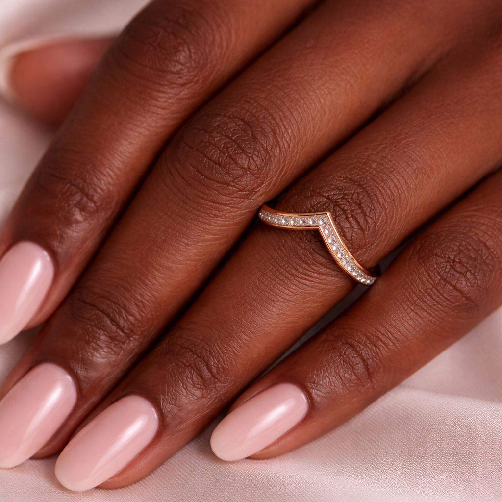 Minimalist Chevron Crystal Ring