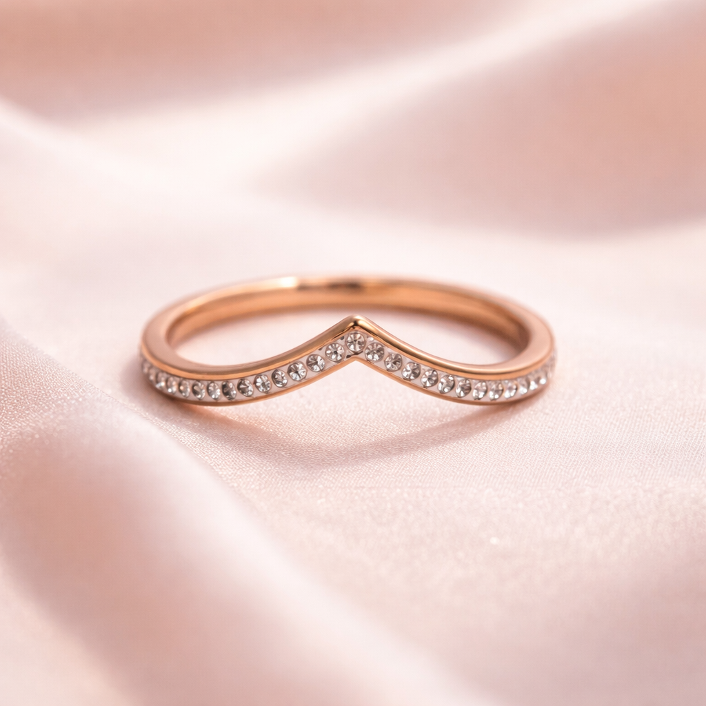 Minimalist Chevron Crystal Ring