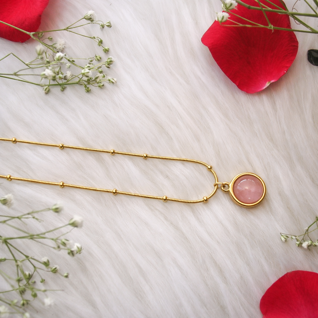 Serene pink drop necklace