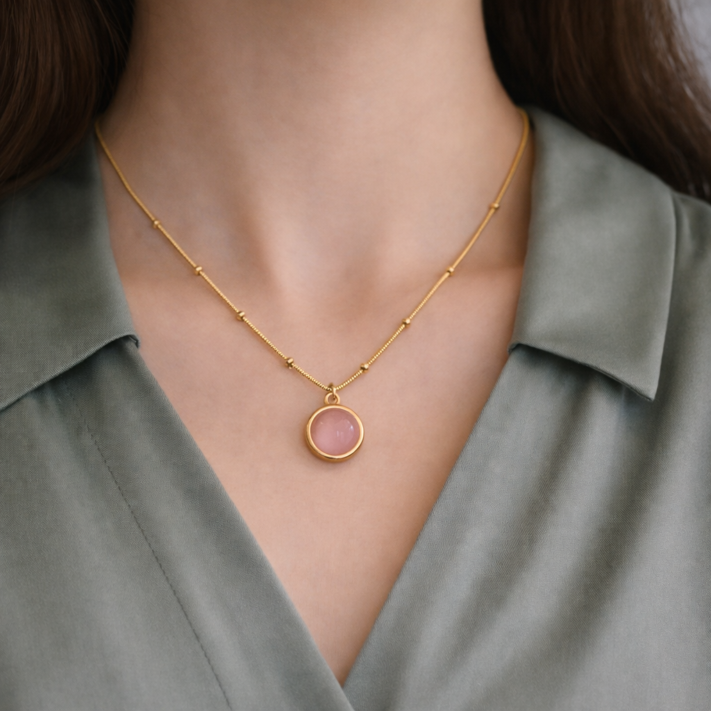 Serene Pink Drop Necklace
