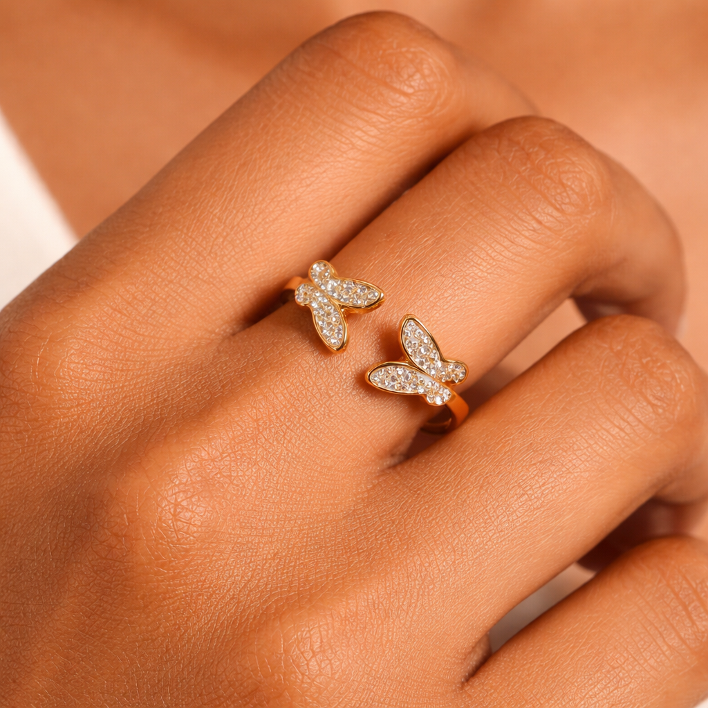Butterfly Crystal Open Ring
