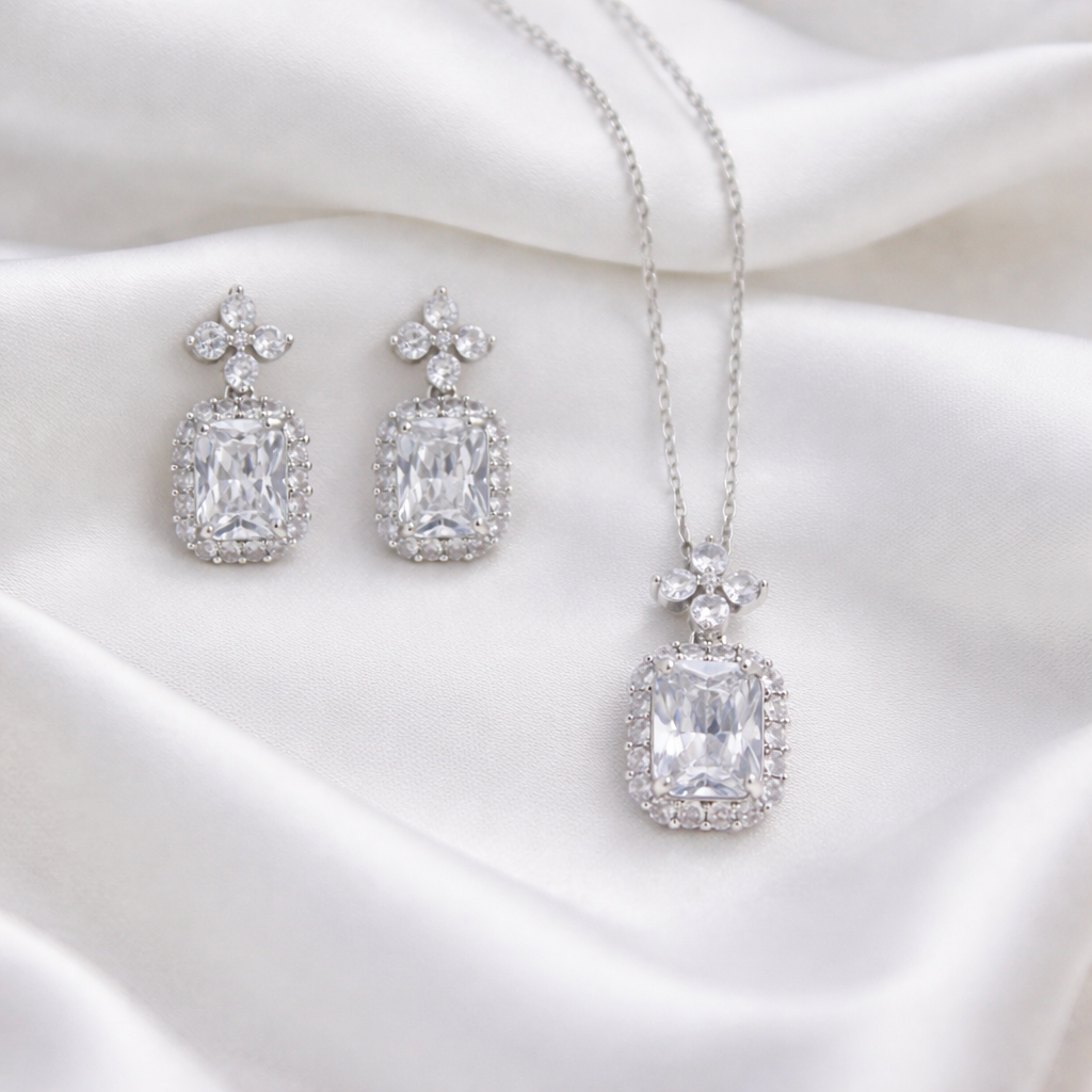 Trinity Sparkle Jewellery Set Diamond White