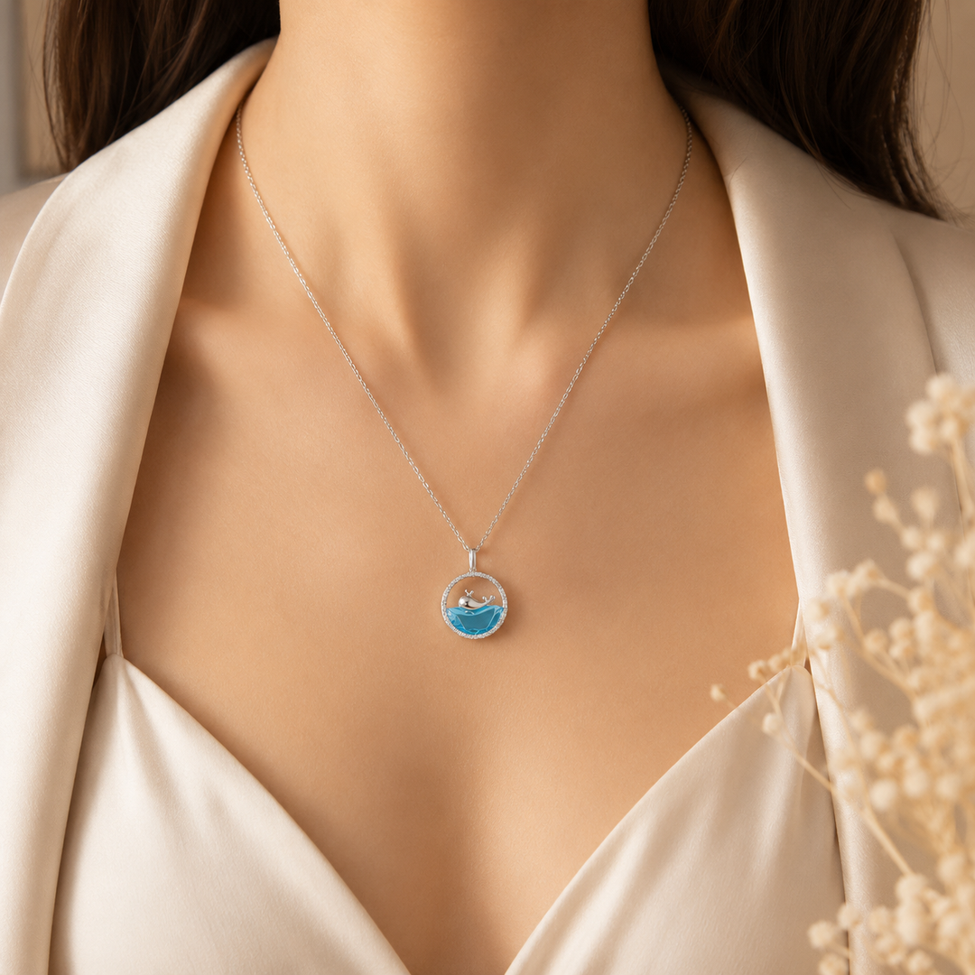Azure Swan Crystal Necklace