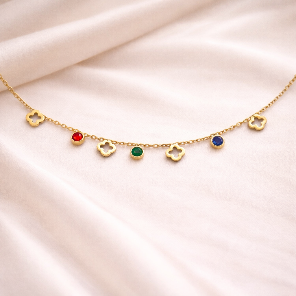 Radiant clover gem charm bracelet