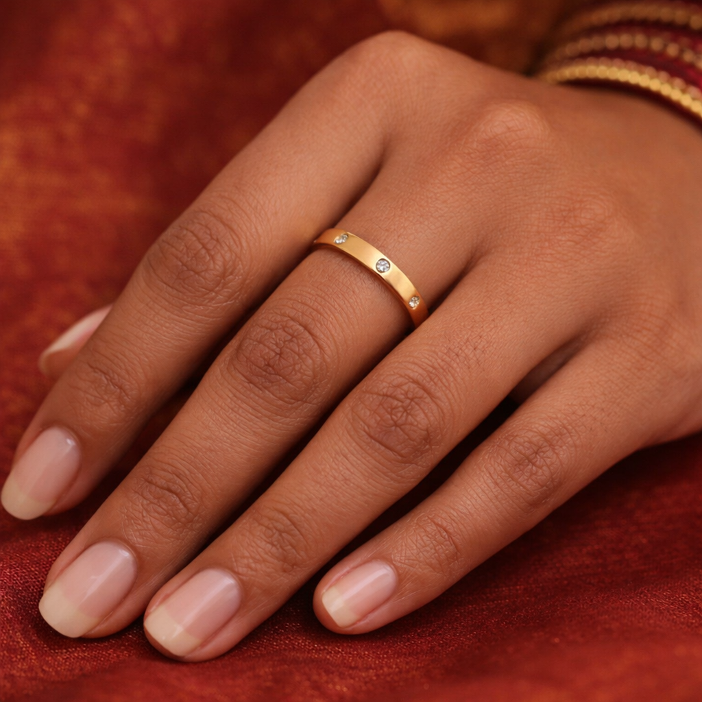 Gold Plated Round CZ Bezel Ring