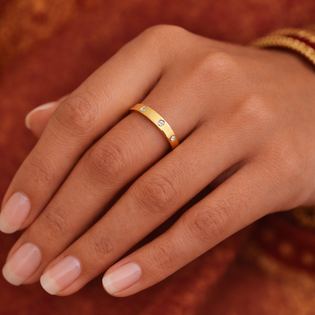 Gold Plated Round CZ Bezel Ring