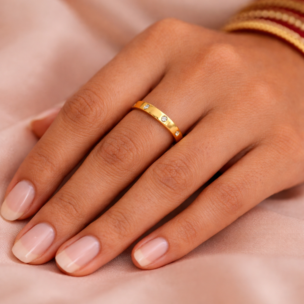 Gold Plated Round CZ Bezel Ring