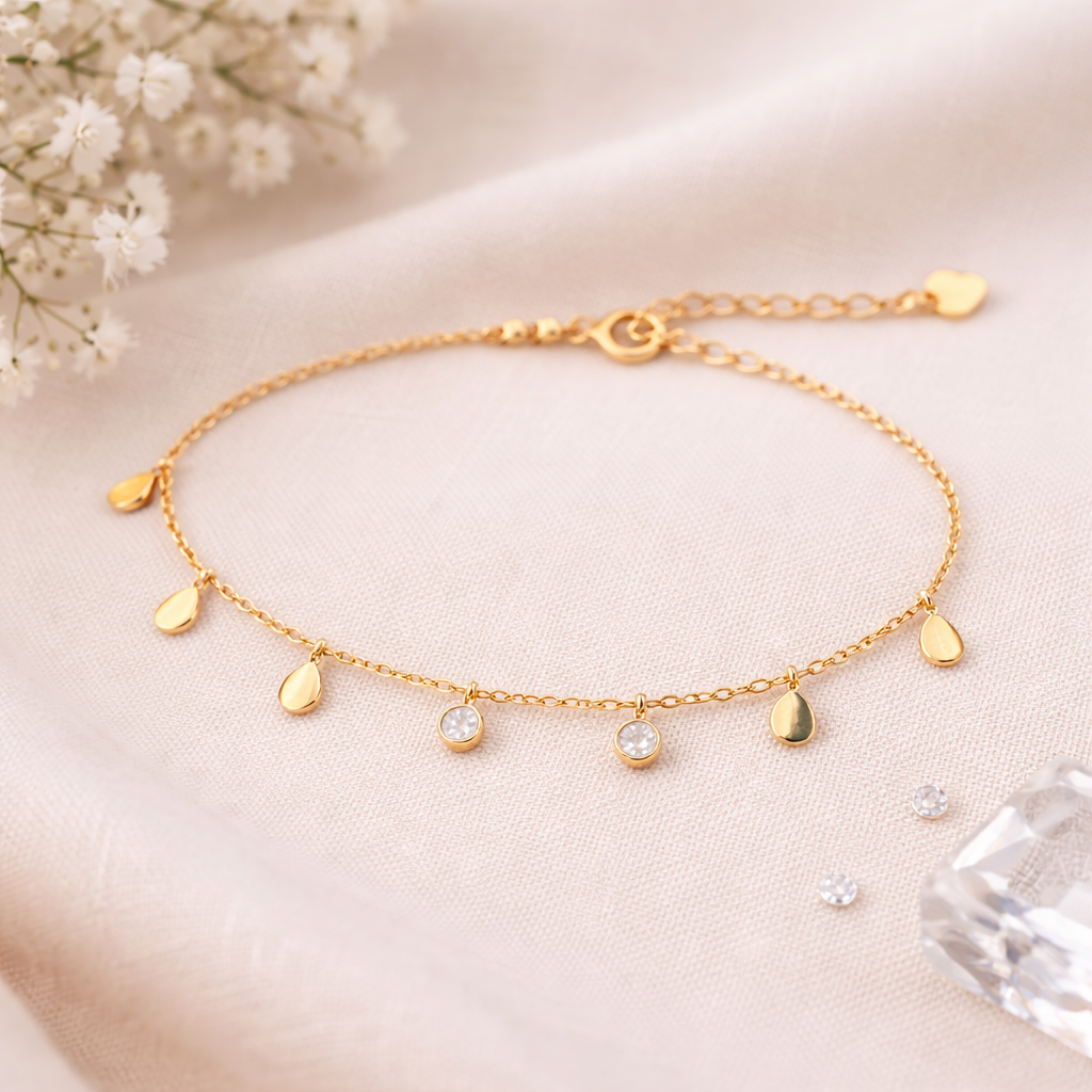 Golden Dew Drop Charm Bracelet