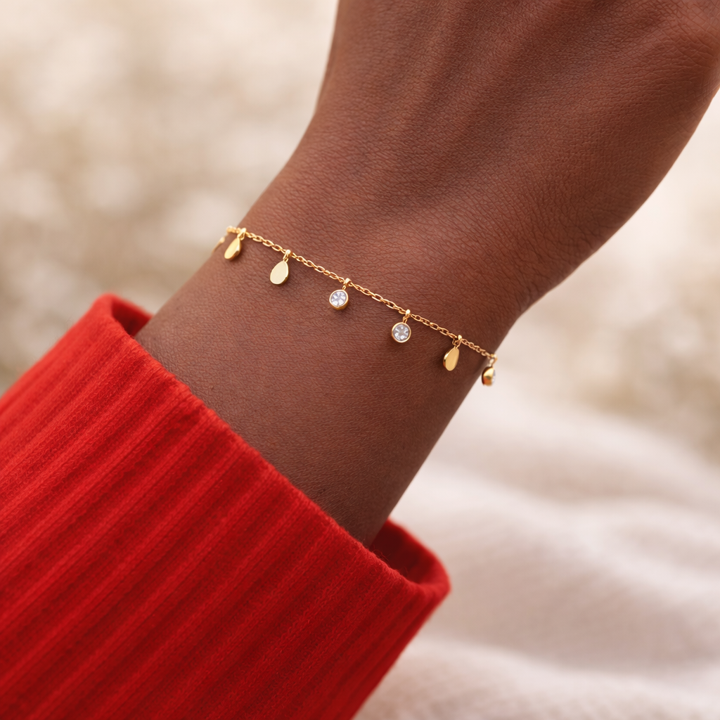 Golden Dew Drop Charm Bracelet