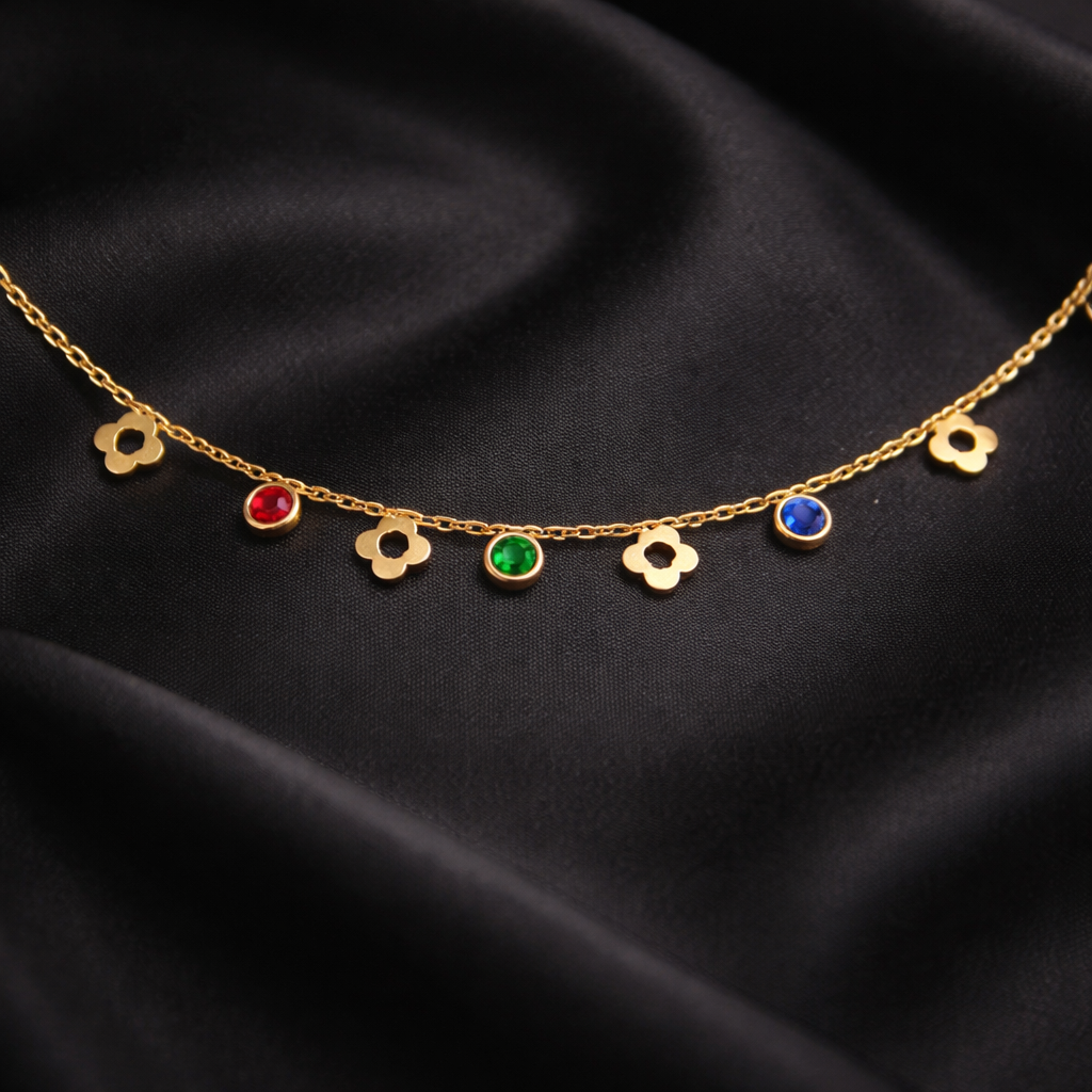 Golden bloom gem charm bracelet