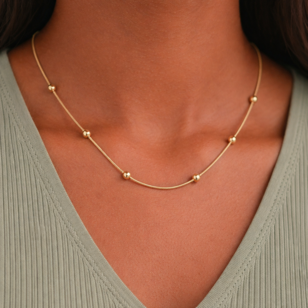 Golden bead grace necklace