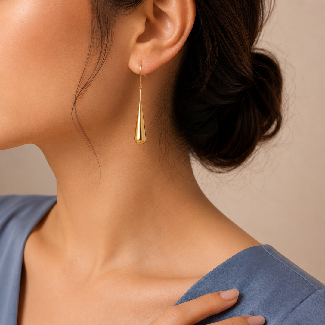 Golden Teardrop Dangle Earrings